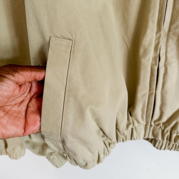 90s Men's Gant Jacket Peached Windcheater Beige with Denim Collar Trim Cotton|XL - Picture 3 of 6